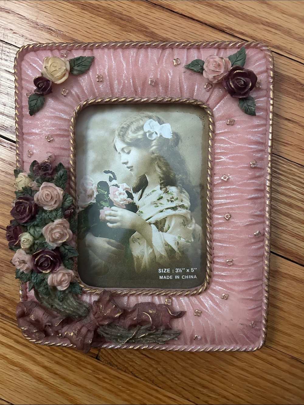 Pink Embellished Floral Picture Frame